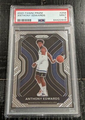 2020-21 Panini Prizm Anthony Edwards ROOKIE PSA 9 MINT RC #258 
