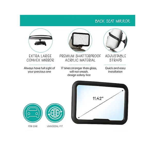 Belle ON THE GO Back Seat Baby Mirror in Black