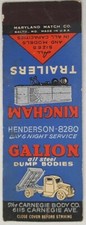 VTG 1930-1950s Front Strike Matchbook Kingham Trailers Cleveland OH Carnegie 