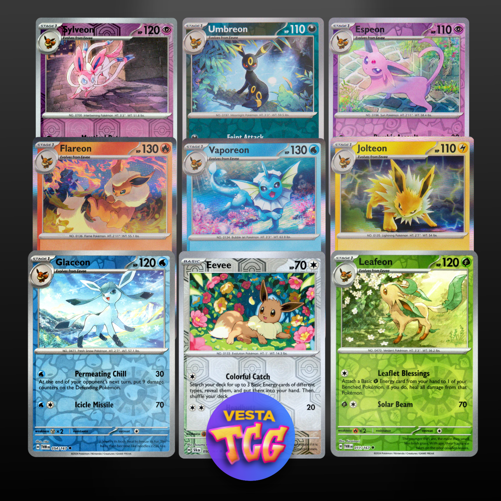 Pokemon TCG Eeveelutions Complete Holo & Reverse Eevee Set Near Mint Collection