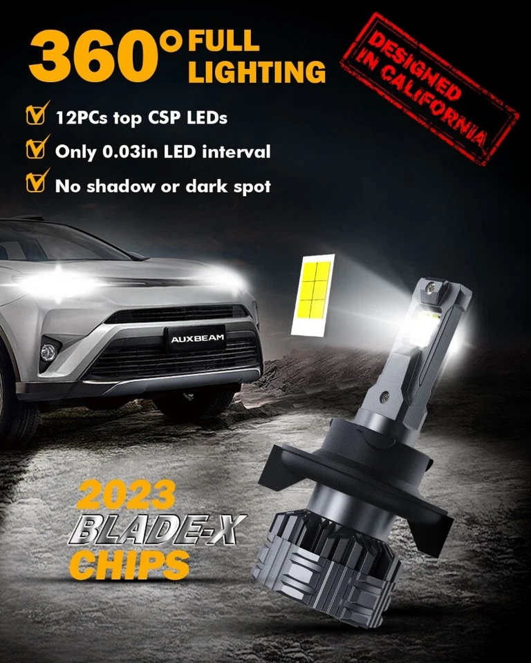 AUXBEAM For GMC Yukon 2007-2014 LED Headlights Kit High Low Beam Fog Light Bulbs - Image 4 of 4