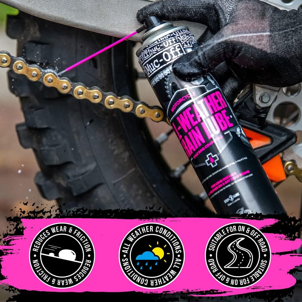 Muc-Off Motorcycle All Weather Chain Lube Motorbike Spray Lubricant 400ml