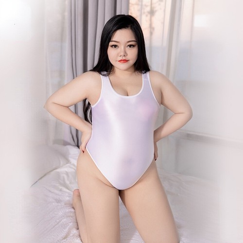Lady Oiled Shiny Bodysuit Leotard Swimwears Monokini One Piece Plus Size Fashion - Picture 4 of 18