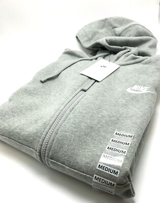 nike club zip up hoodie grey