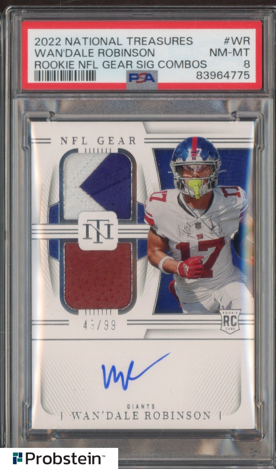 Wan'Dale Robinson Panini National Treasures Rookie NFL Gear Signature Combos #WR Base