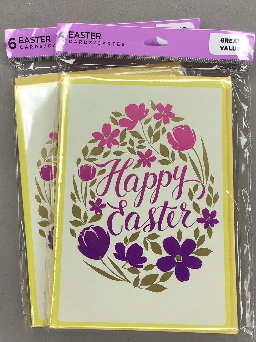 Pack De 5 Tarjetas De Felicitación De Pascua En Blanco - Con Sobres - Diseño Moderno Y Multicolor