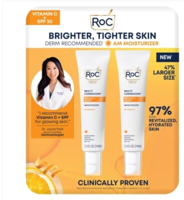 RoC Revive & Glow Vitamin C Moisturizer SPF 30, 2.5 oz, 2-pack EXP :2027