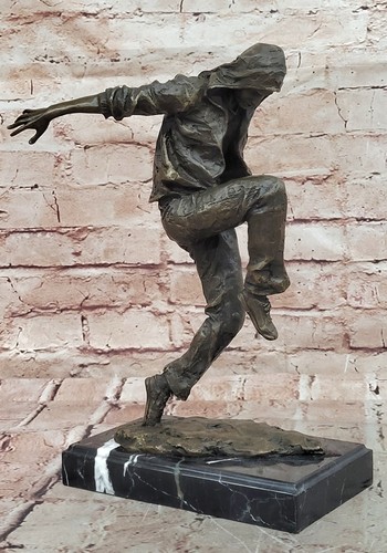 Mid Century Modern Bronze Break Dancer Statue Music Dance Decor Hand Made Figure - Afbeelding 3 van 10