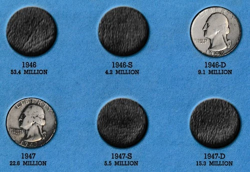 Whitman Album w/ 20 Different US Silver Washington Quarter Coins