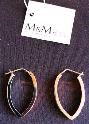 M&M Damen Ohrstecker Creolen BiColor 59,- Tropfenform Palladium plattiert