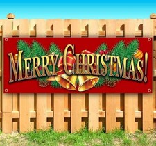 Merry Christmas Advertising Vinyl Banner Flag Sign Holiday 48" x 110"