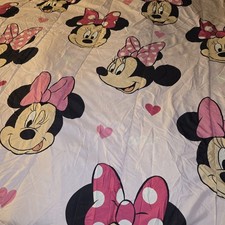 Disney Minnie Mouse Reversible Comforter Twin Pink Minnie Face Hearts 68x86