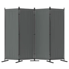 Morngardo 4-Panel 88" Grey Folding Room Divider Privacy Screen Wall Partition