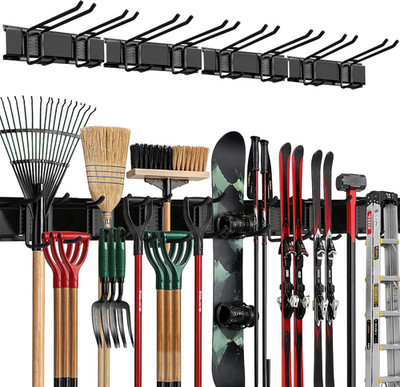Garage Wall Organizer | 64'' Heavy-Duty Tool Storage Rack | Adjustable Double-Lay