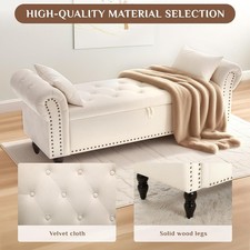Large Ottoman Storage Box Velvet Stools Footstool Bed End Bench Seat with Arms