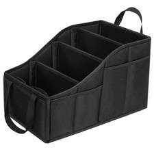 Black Car Seat Organizer with 4 Compartments, 4 Cup Holders, 4 Compartments
