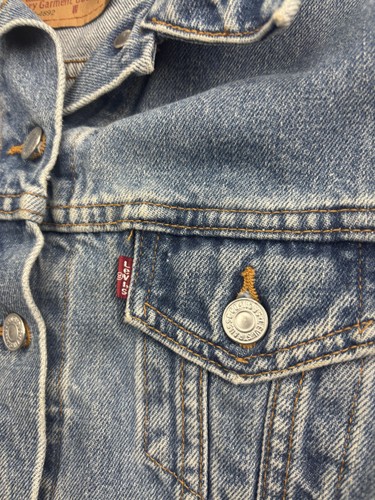 Vintage 90s Levi's Jacket Womens Small Denim USA Made Trucker Red Tab - Picture 4 of 8