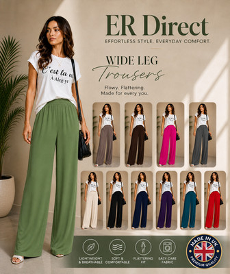 Palazzohose Damen Größe weites Bein elastischer Bund Stretch Loungehose UK 8 26