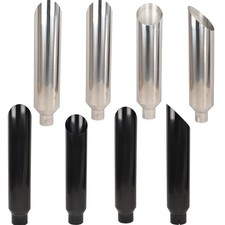 45 Inlet 78 Outlet Miter Cut Stainless Steel Exhaust Tip Polished Black