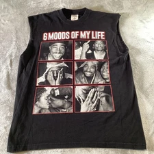 6 Moods Of My Life Shirt Mens XL Black Rap Graphic Sleeveless Cutoff Streetwear