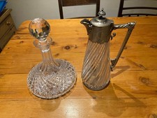 Waterford Crystal decanter & Antique silver-plated claret jug