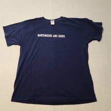 Vntg Finlandia Vodka Shirt Blue T-Shirt Y2K USA Made Size XL Bartenders are gods