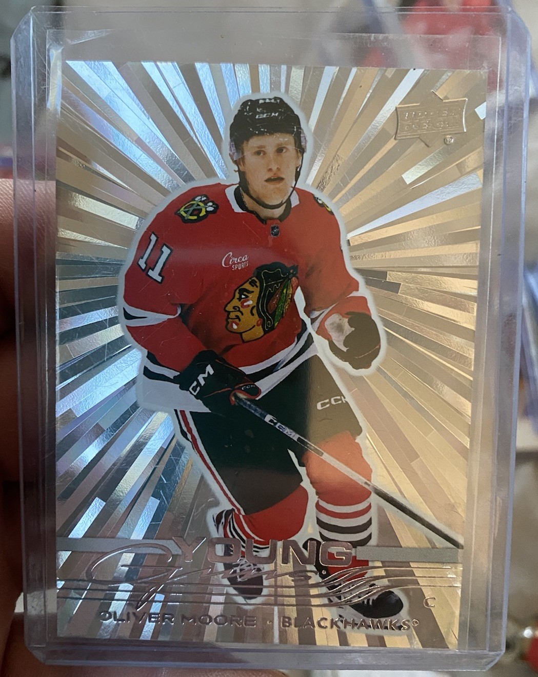 Oliver Moore 2025-26 Upper Deck S1 Young Guns Silver Outburst #216 RC Rookie