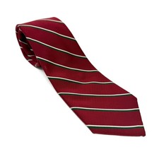 Reis of New Haven Striped Silk Tie Burgundy Green White Classic Preppy