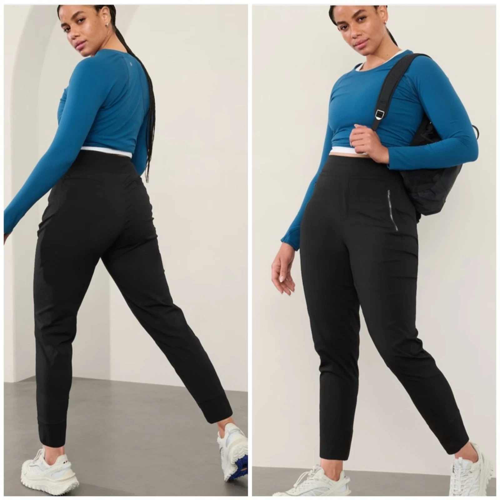 Athleta high rise Trekkie joggers pants black 2
