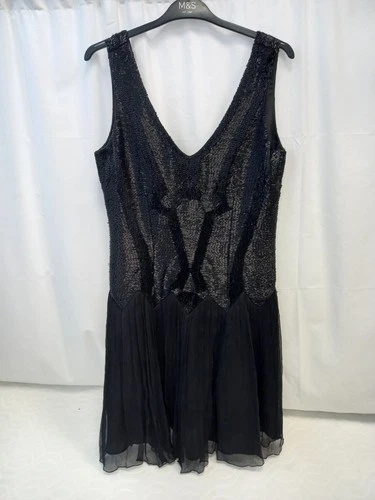 ❤️ Topshop Kate Moss 1950's Style Heavily Beaded Dress Size 12 Vgc