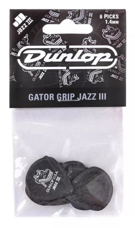 Dunlop Gator Grip Jazz III Guitar Picks 1.4 mm 6 Pack