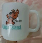 Vintage 1982 Kings Island Scrappy Doo Milk Glass Mug Hanna Barbera RARE