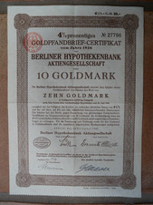 384681 - 4,5 prozentiges Goldpfandbrief- Certifikat v. 1926. Berliner Hypotheken