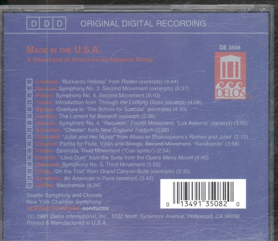 DE3508 Various Artists Made In the Usa: American Symphonic Music CD USA Delos - Image 2 of 3