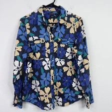 Monoprix Shirt Womens EU40 Floral Hawaiian Linen Camp Parisian Boho Relaxed