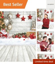 6X8FT Christmas Backdrop White Wood Floor Photography Backdrop Winter Snow Xm...