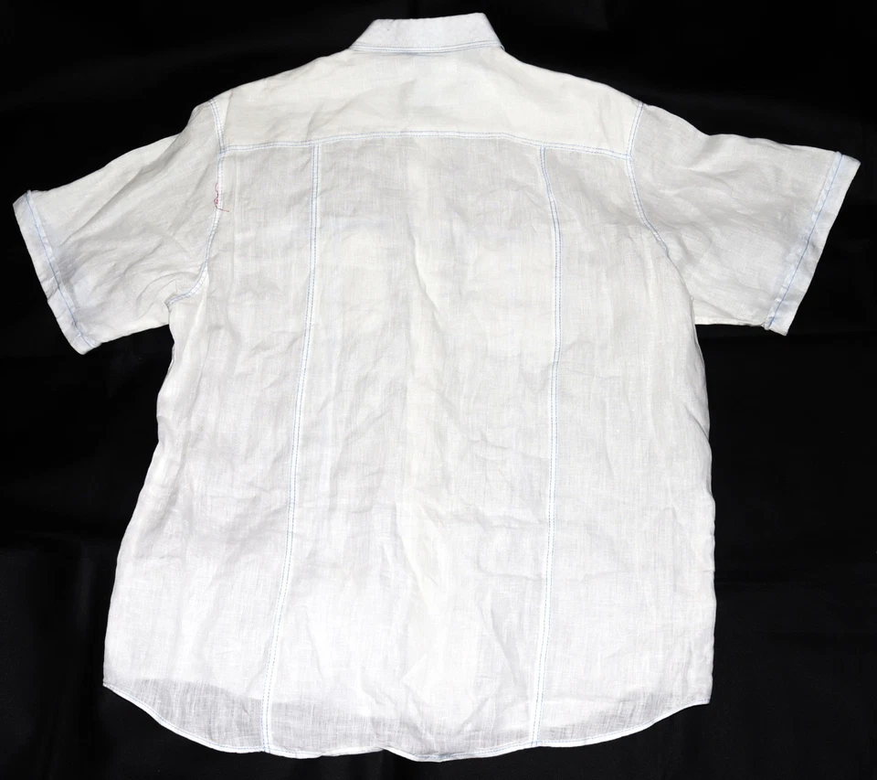 Bugatchi Uomo Classic Fit Men's Short Sleeve Button Front Linen Shirt Size XL - Image 4 of 4