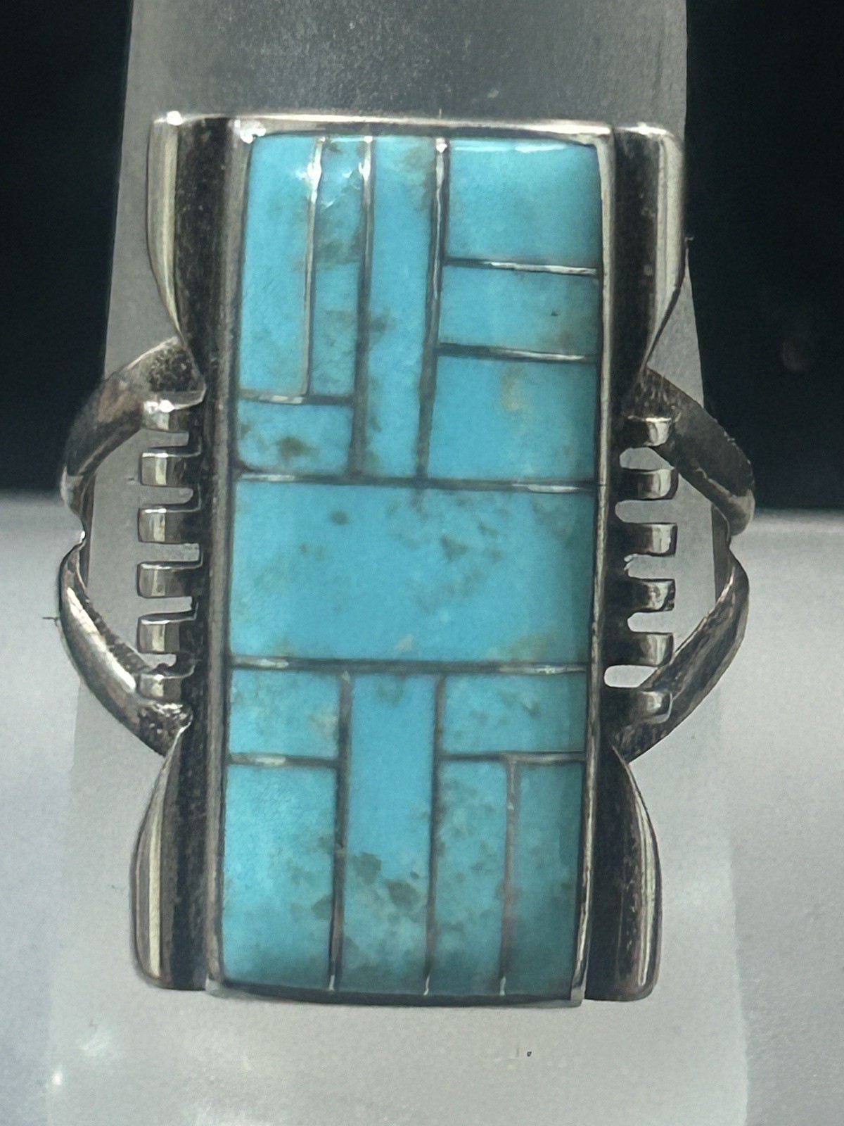 Native Sterling Turquoise Signed Ring Size 7 - image 1