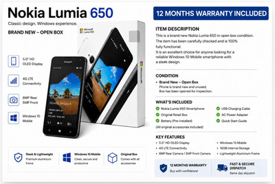 Originalverpacktes Microsoft Lumia 650   16 GB   Smartphone schwarz (entsperrt)   Neuzustand