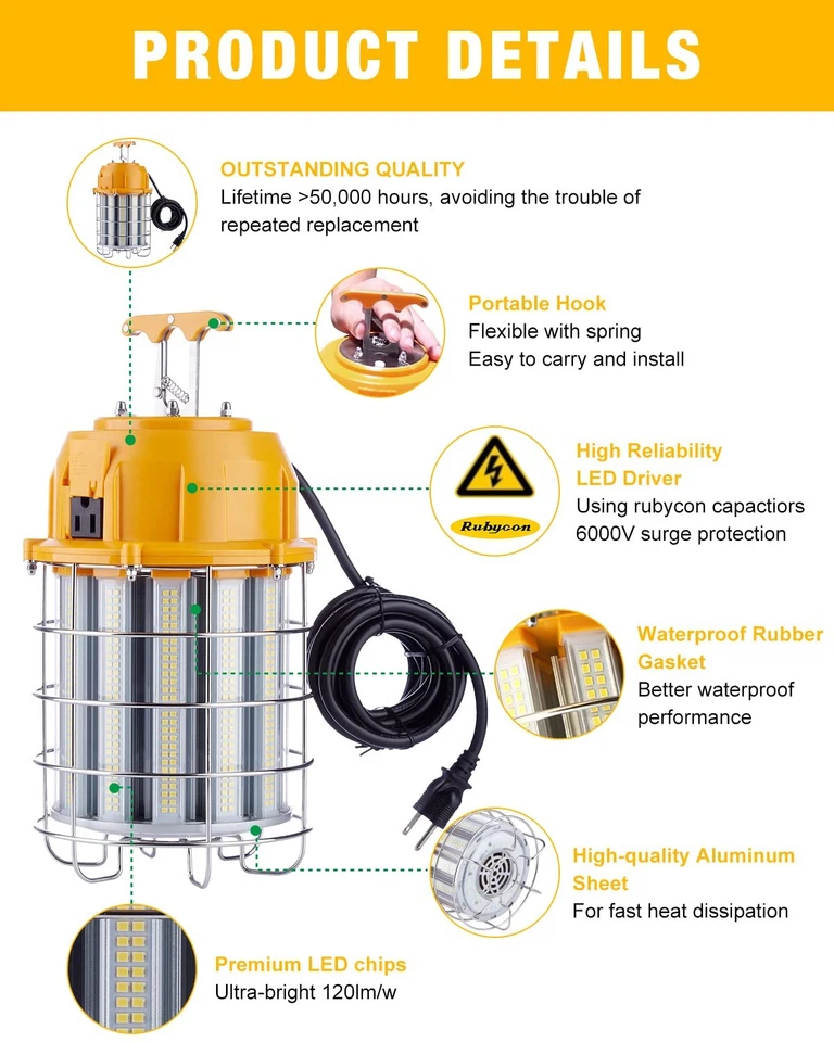 Luz LED de Trabajo Temporal 150W, 5000K 18.000lm Luces de Construcción Exterior Trabajo... Foto 3 de 4