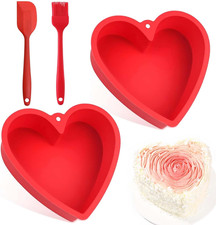 Heart Shaped Cake Tin, 2PCS Silicone Love Heart Baking Tin, 10 Inch Love Moulds