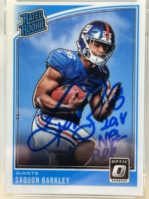 2018 panini donruss optic Saquon Barkley Auto Inscribed ROY. PSA