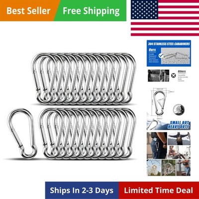 Small Carabiner Clip Hooks, 25pcs 1.97 inch Carabiners Heavy Duty, 304 Stainl...
