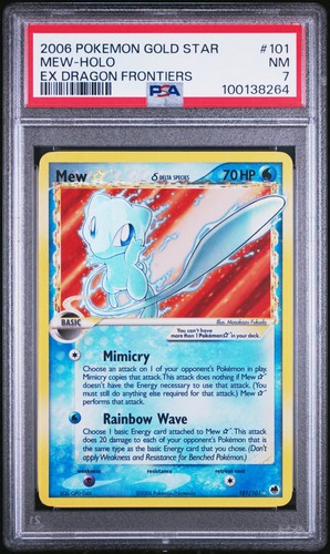 2006 POKEMON EX DRAGON FRONTIERS GOLD STAR #101 MEW-HOLO PSA 7