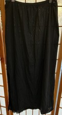 Vintage Sears Half Slip M 27-29  Waist Black Maxi Nylon Lace Slit Made in USA
