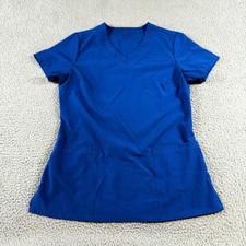Angie Womens Short Sleeve V Neck Medical Scrub Top Blue Size XS