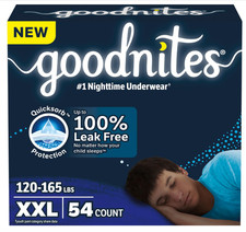 Goodnites 54 Pack Boy's 2XL Nighttime Bedwetting Underwear