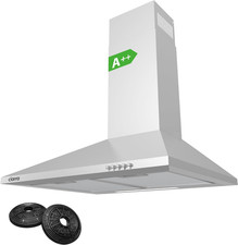 Cappa Cucina Camino Acciaio Inox 60cm 3 Velocità Estrattore LED con Filtro Carbonio