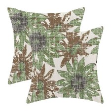 BETGINY Brown Green Pillow Covers 18x18 Set of 2, Retro Sunflower Flowers Decora
