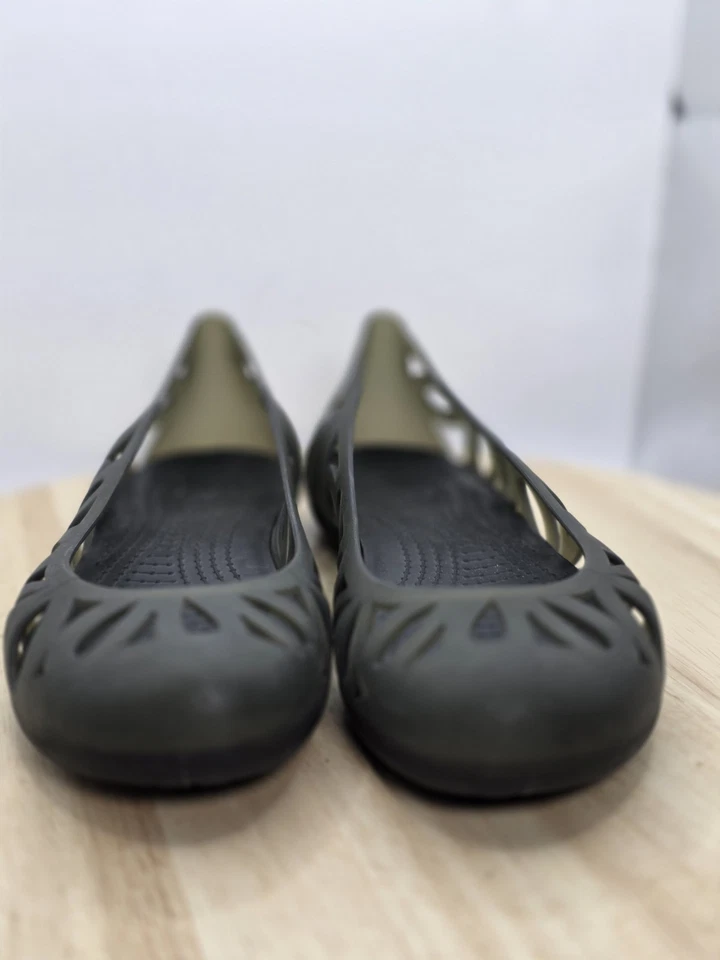 Crocs Womens Adrina III Open Toe Slip On Jelly Flats Size 8 Smoky Gray Cut Outs - Image 2 of 4